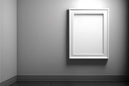 3D White Frame on Grey Wall: Realistic Oil Painting