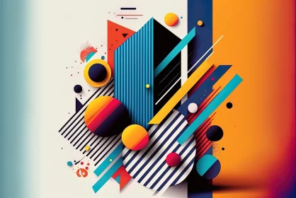 Colorful Geometric Abstract Art with Memphis Design Influence