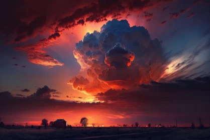 Fantasy Landscape: Stormy Cloud in Rainy Sky