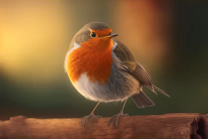 Red Bird Illustration on Log - Charming Character Design