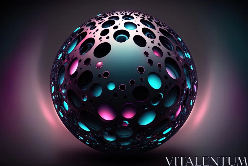Unique Blue and Green Sphere in Futuristic Metallurgy Style AI Image