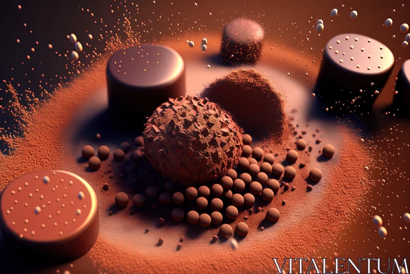 Gravity-Defying Chocolate Landscape - A Molecular Artwork AI Image