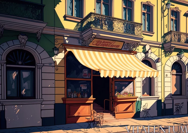 Charming Cafe Scene in Warm Tones AI Image