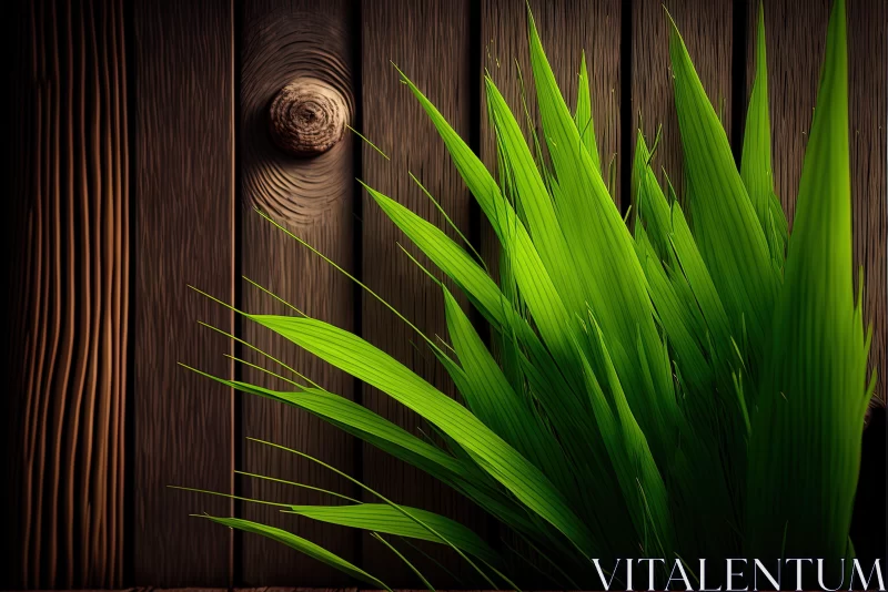 Rustic Charm Meets Tropical Symbolism: Grass on Wooden Background AI Image