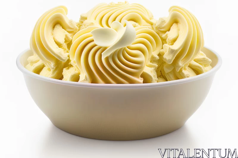 Cream Frosting in a White Bowl - An Artistic Digital Representation AI Image