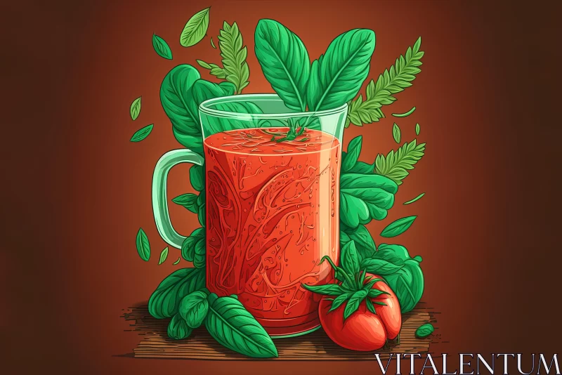 Illustration of Tomato Juice in Neo-Pop Style AI Image