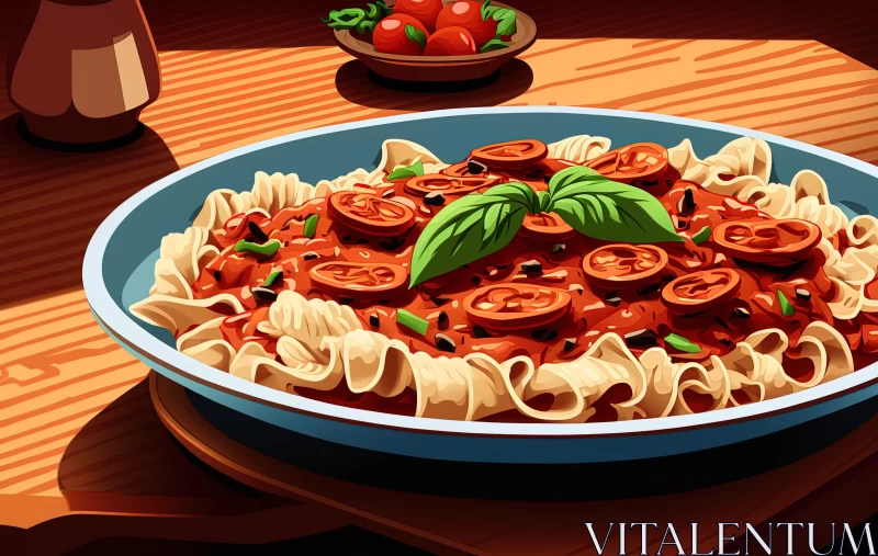 Delicious Pasta Scene: 2D Game Art Style Illustration AI Image