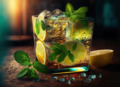 Exotic Iced Beverage in Photorealistic Landscape