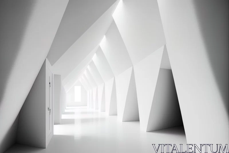 Abstract White Hallway - Light-filled Surreal Architectural Design AI Image