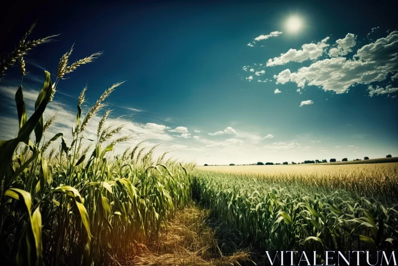 Sun-kissed Corn Field: A Nostalgic, Photo-realistic Landscape AI Image