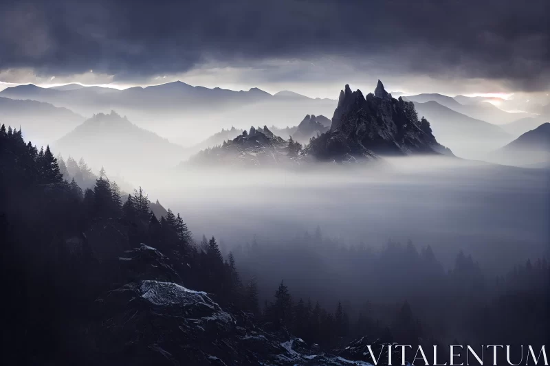 Gothic Mountain Landscape: A Dreamy Fantasy AI Image