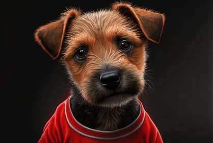 Photorealistic Digital Art: Dog in Red Shirt