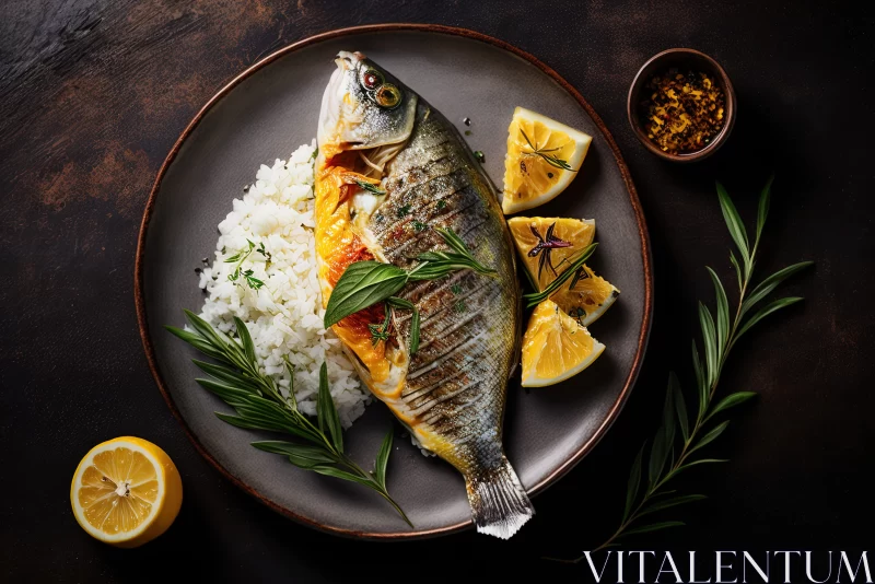 Pop Art Style Still Life - Mediterranean Fish and Rice Dish AI Image