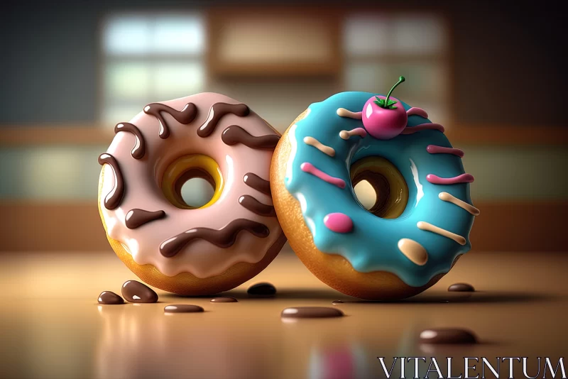 Colorful Photorealistic Donuts Captured in Cranberrycore Aesthetic AI Image