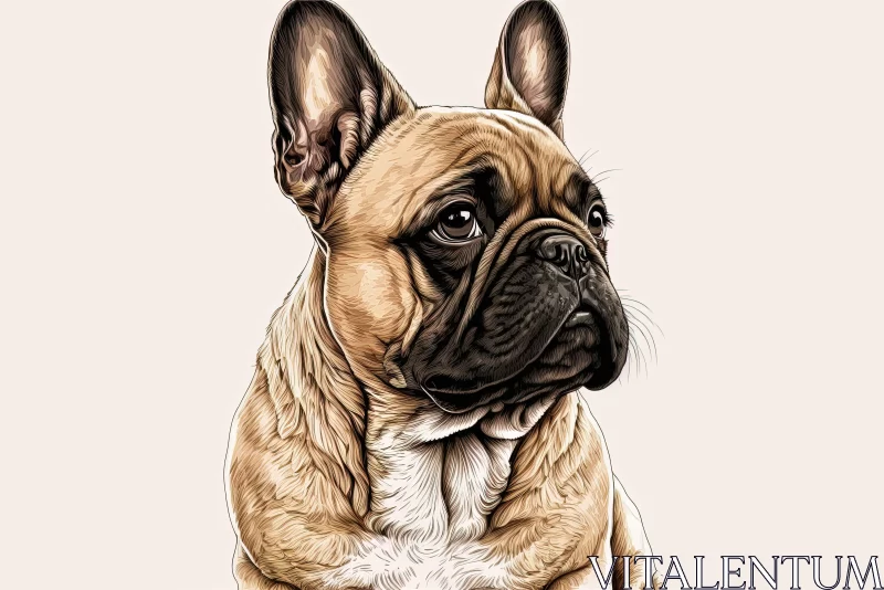French Bulldog Detailed Illustration in Beige and Amber AI Image
