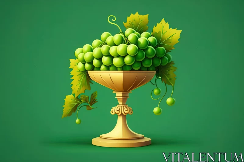 Charming Character Design: Gold Grape Vase Illustration AI Image