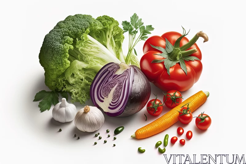 Artful Photorealistic Representation of Fresh Vegetables AI Image