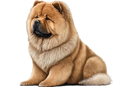 Chow Chow Dog Vector Illustration in Light Maroon and Beige