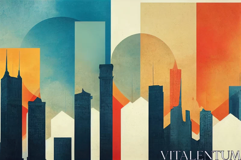 Cityscape Silhouette in Rustic Futurism Style AI Image