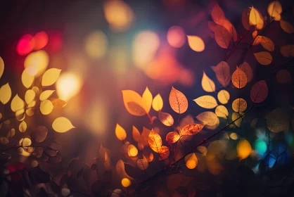 Nature-Inspired Whimsical Colorful Leaves with Glowing Light