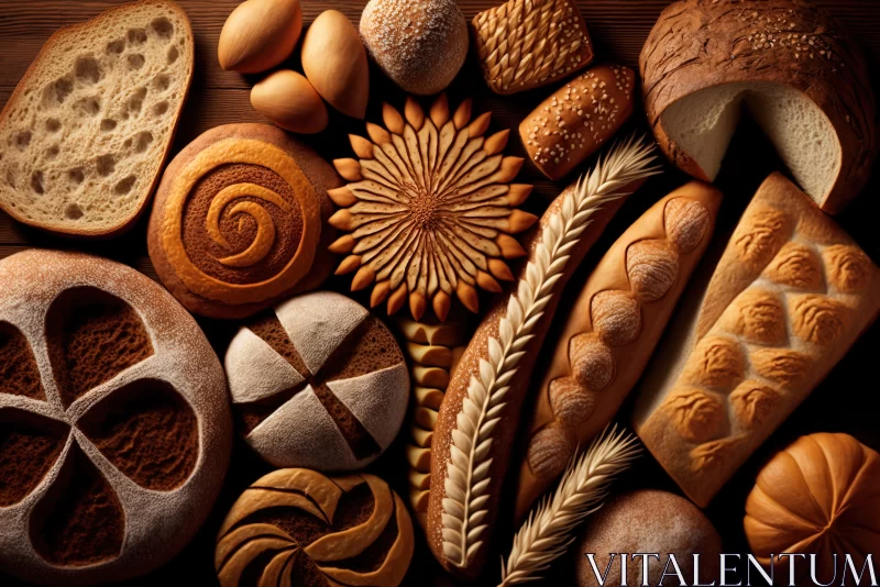 Artistic Bread Arrangement Inspired by Phoenician Art AI Image