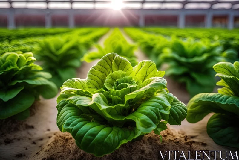 Sunlit Greenhouse Lettuce - An Art Deco-Inspired Photorealistic Portrait AI Image