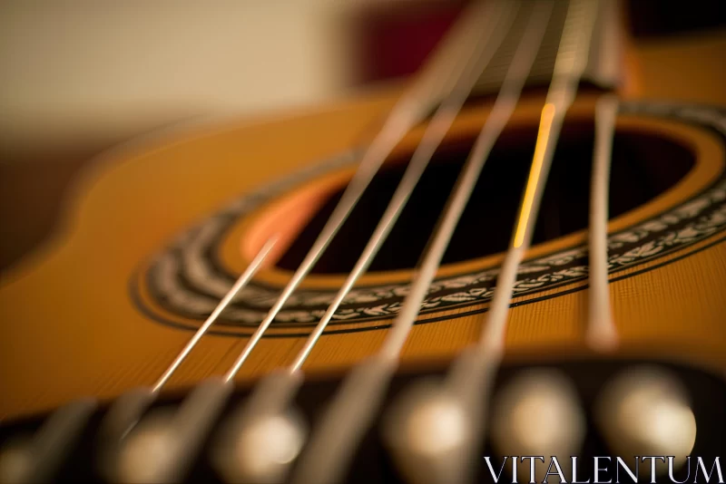Close-up of Acoustic Guitar in Warm Sunlight AI Image