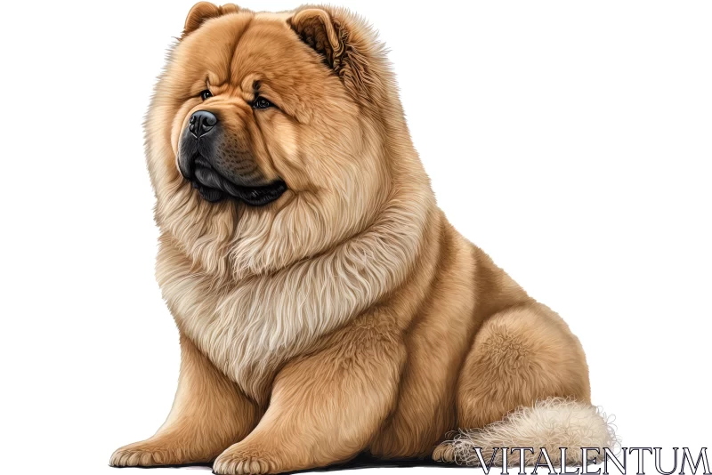 Chow Chow Dog Vector Illustration in Light Maroon and Beige AI Image