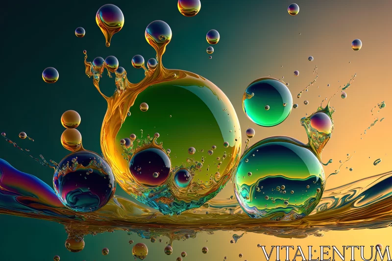AI ART Colorful Abstract Bubbles in Water: A Surrealistic Futuristic Vision