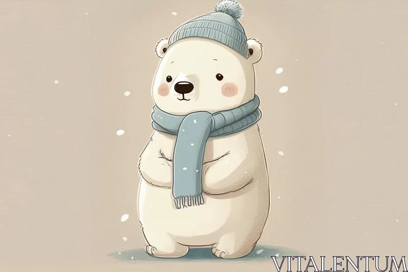Whimsical Polar Bear Illustration in Soft Tones AI Image
