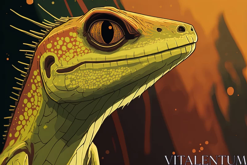 Captivating Iguana Artwork in 2D Game and Neo-Pop Art Style AI Image