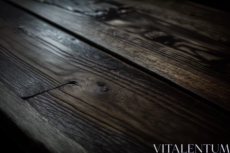 Close-Up Dark Wooden Table Photo: Authentic Details & Industrial Aesthetic AI Image