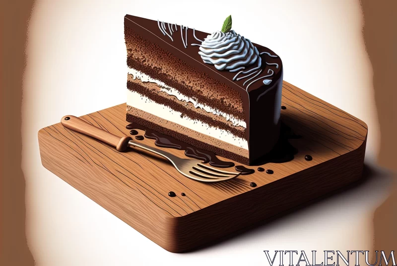 Photorealistic Illustration of Cake on Wood AI Image