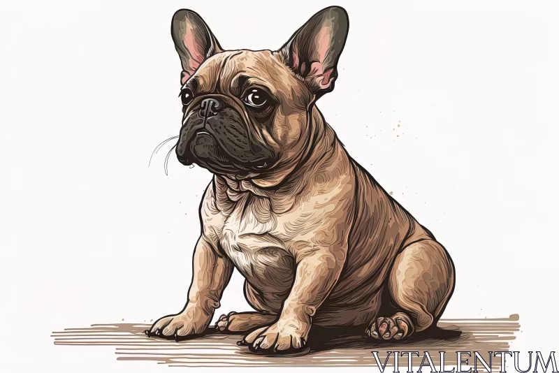 French Bulldog Cartoon Drawing: Detailed Character Illustration AI Image