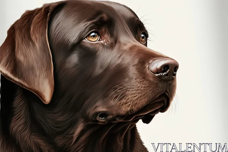 Detailed Chocolate Labrador Digital Painting AI Image