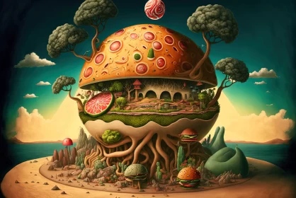 Psychedelic Mushroom Island: A Multi-layered Digital Illustration