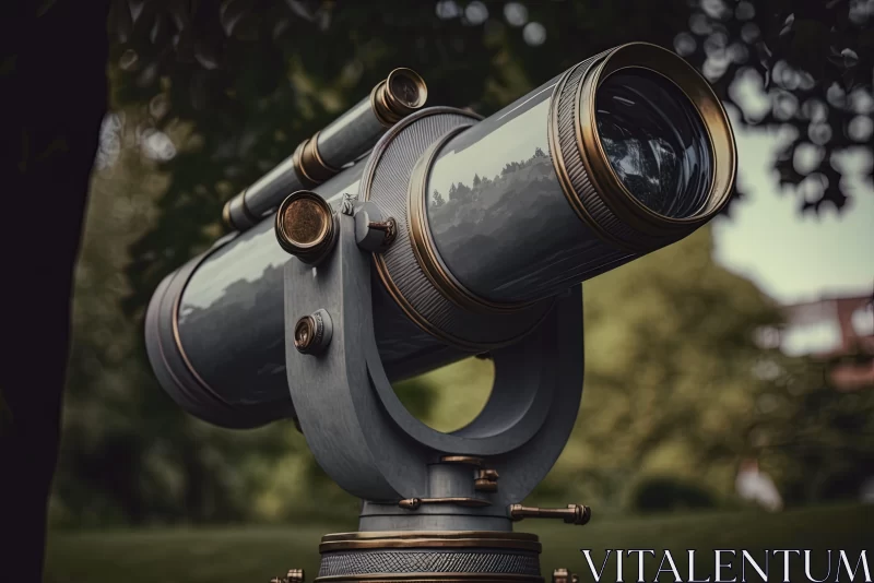 Timeless Telescope in Park: A Classicist's Futuristic Vision AI Image