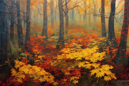 Autumn Forest: A Study in Precisionist Art and Eastern Brushwork