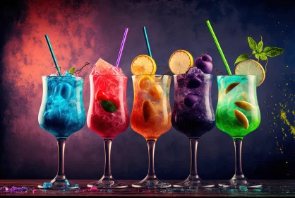 Exotic and Colorful Cocktail Display in Indigo Blue
