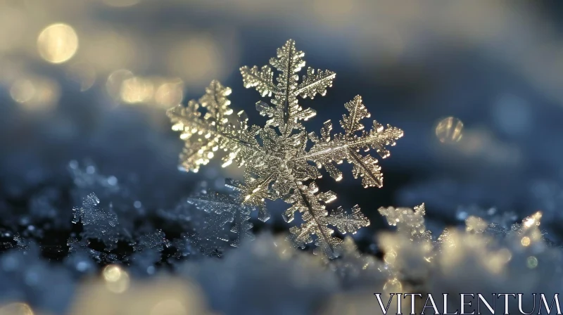 Beautiful Snowflake Close-Up AI Image