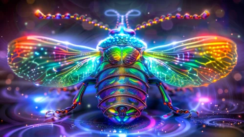Biomechanical Beetle Digital Painting - Surreal Night Sky Artwork