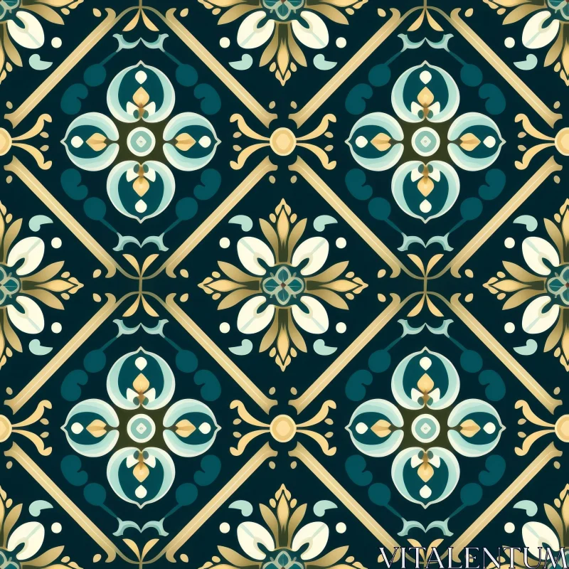 Dark Blue Moroccan Tiles Pattern AI Image