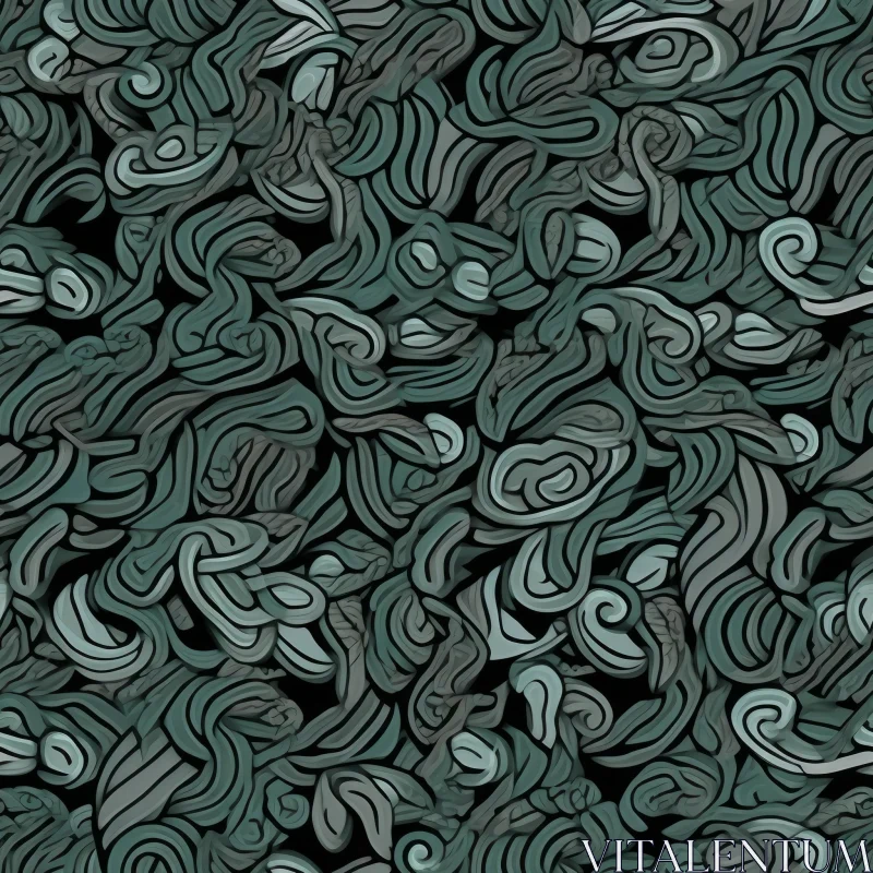 Dark Green Organic Seaweed Vine Pattern AI Image