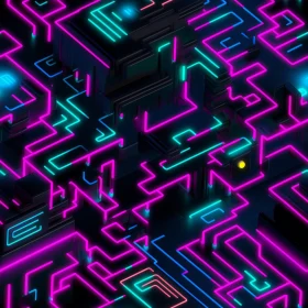 Enigmatic Neon Maze: 3D Abstract Rendering