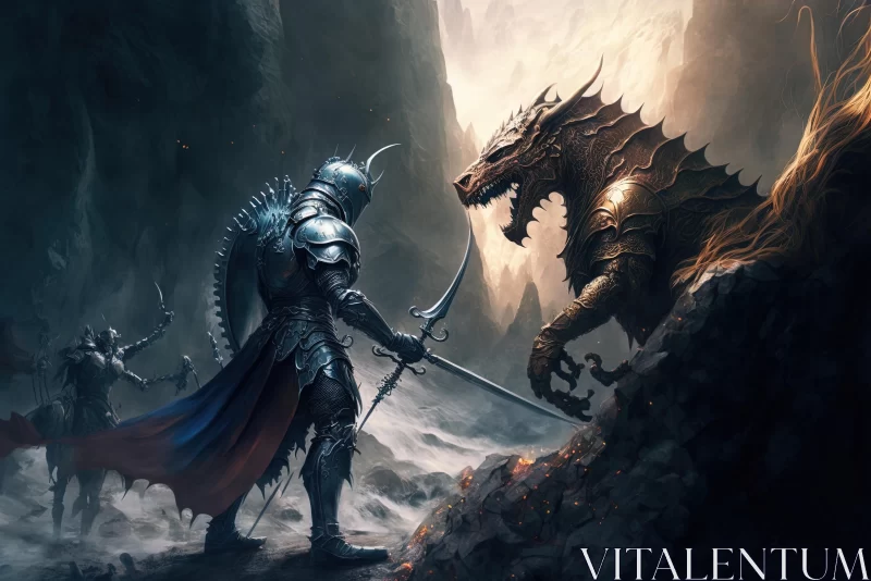 Epic Battle: Knight vs Dragon - Realistic Fantasy Art AI Image