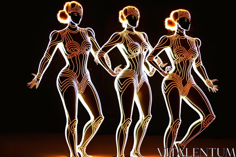 Glowing Neon Figurines: A Captivating Dance of Light and Artistry AI Image