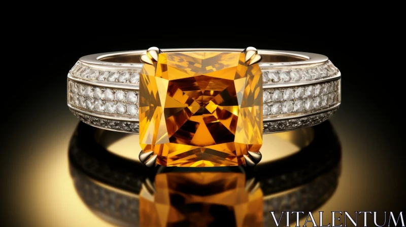 Luxurious Gold Ring with Radiant Yellow Diamond AI Image