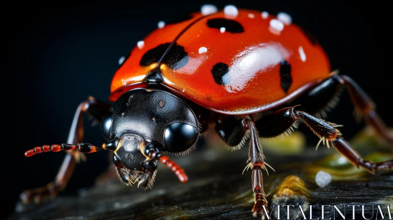 Red Ladybug on Green Leaf - Nature Macro Photography AI Image