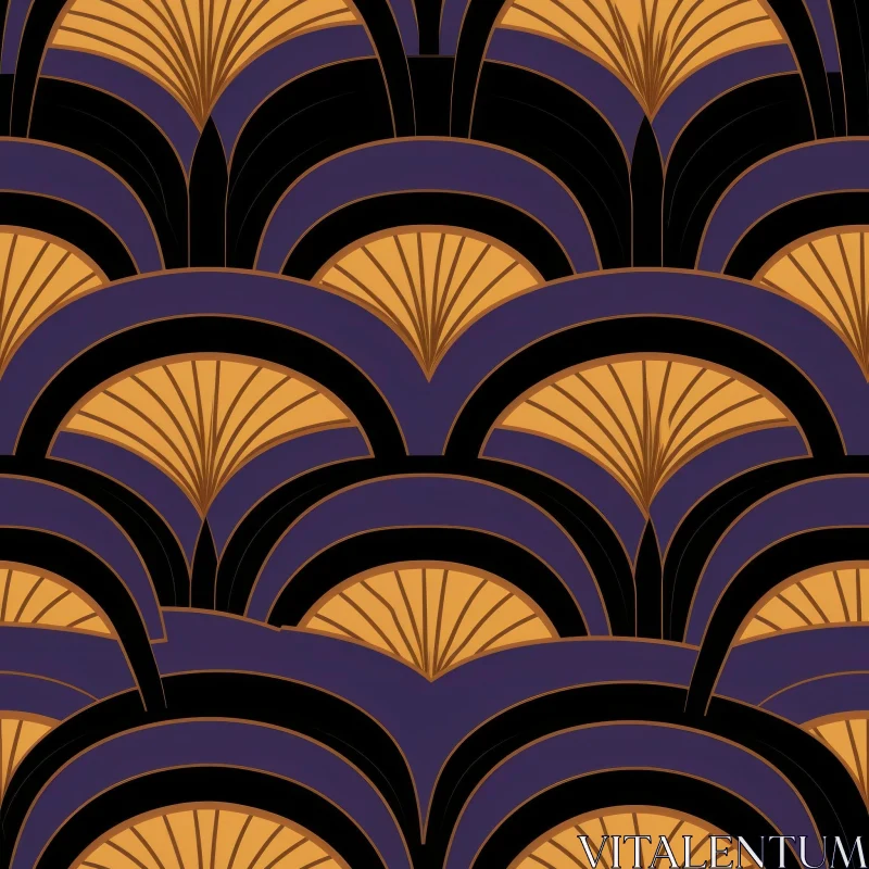 Art Deco Leaves Geometric Seamless Pattern AI Image