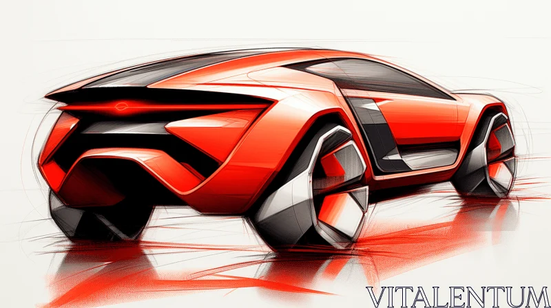 Bold and Energetic Car Sketch | Hyper-Realistic Design AI Image